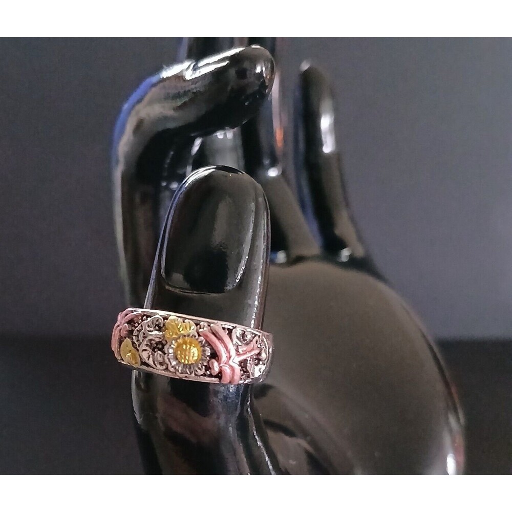 Carved Dragonfly Ring Sunflower Floral Metal Ring Colorful Fashion Jewelry Gift